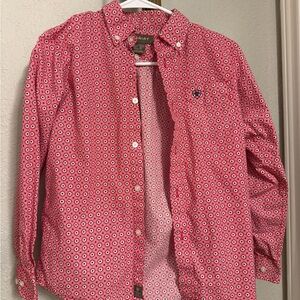 Ariat boys Red and White Geometric Shirt